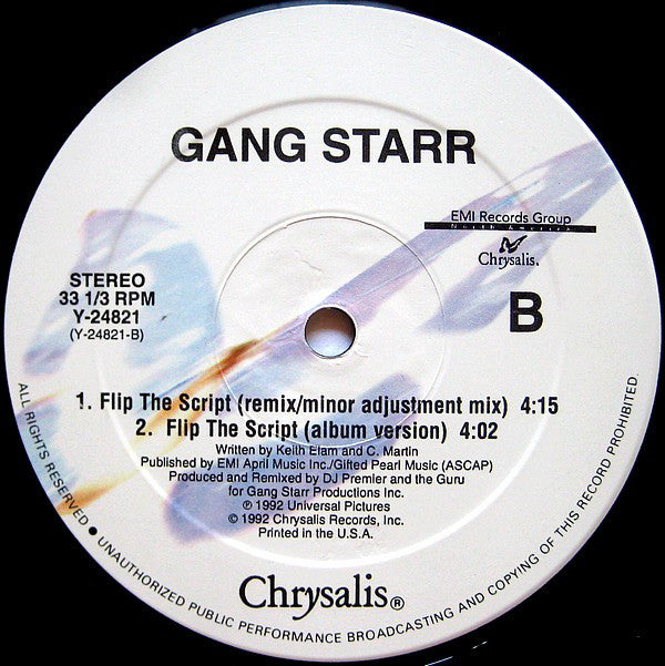 Gang Starr : Gotta Get Over (Taking Loot) / Flip The Script (12", Single)
