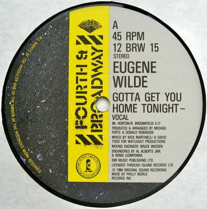 Eugene Wilde : Gotta Get You Home Tonight (12")