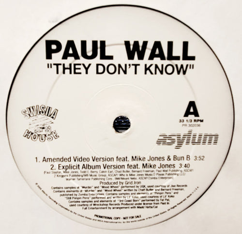 Paul Wall - They Don't Know (12", Promo)