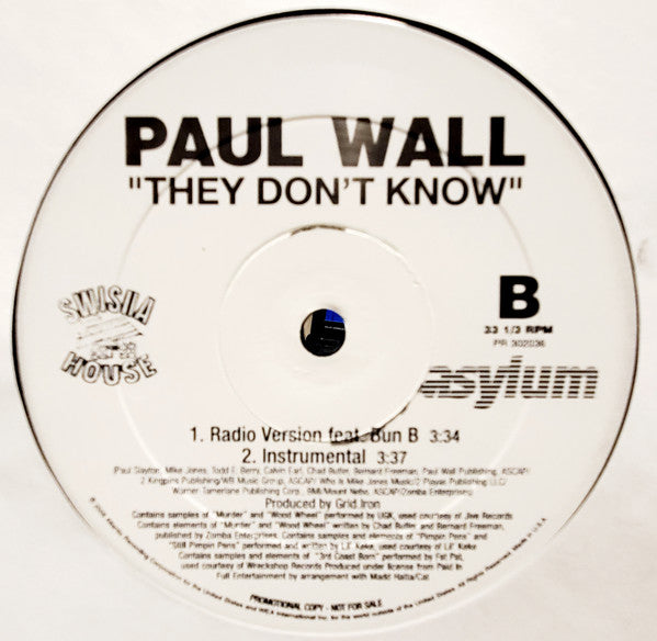 Paul Wall - They Don't Know (12", Promo)