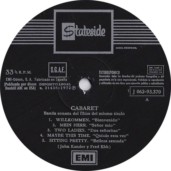 Ralph Burns : Cabaret - Original Soundtrack Recording (LP, Album)