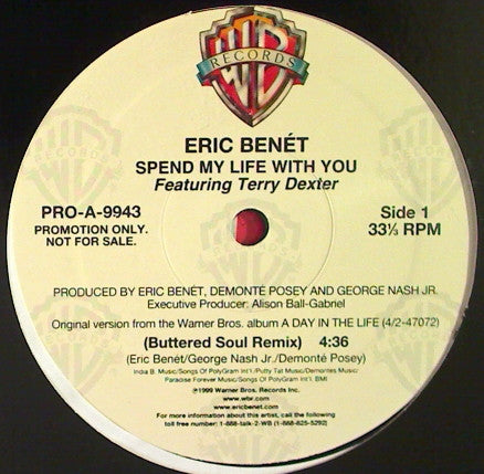 Eric Benét Featuring Terry Dexter - Spend My Life With You (12", Promo)
