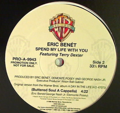 Eric Benét Featuring Terry Dexter - Spend My Life With You (12", Promo)