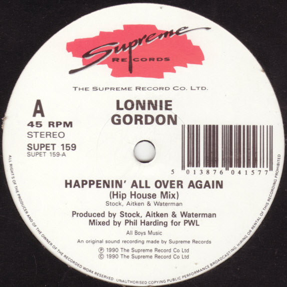 Lonnie Gordon - Happenin' All Over Again (12", Single)