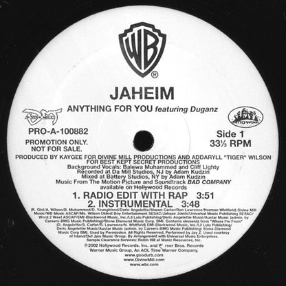 Jaheim Feat. Duganz : Anything For You (12", Promo)
