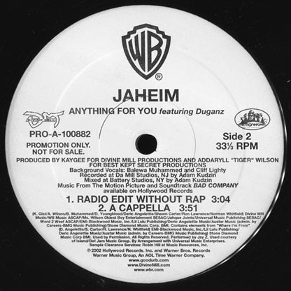 Jaheim Feat. Duganz : Anything For You (12", Promo)