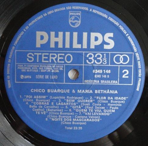Chico Buarque & Maria Bethânia - Chico Buarque & Maria Bethânia Ao Vivo (LP, Album)