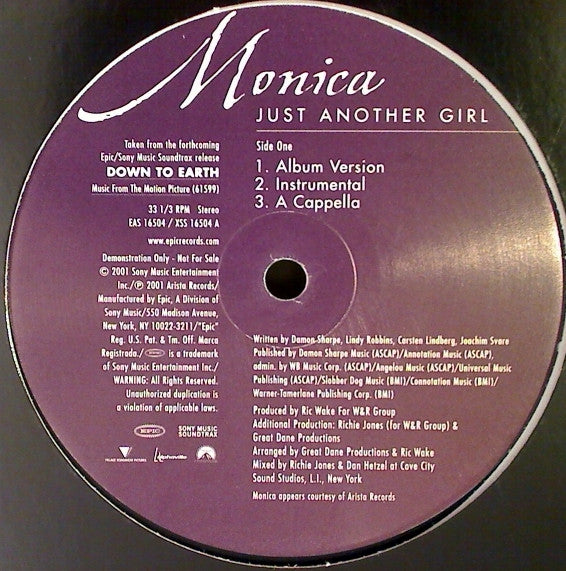 Monica : Just Another Girl (12", Promo)