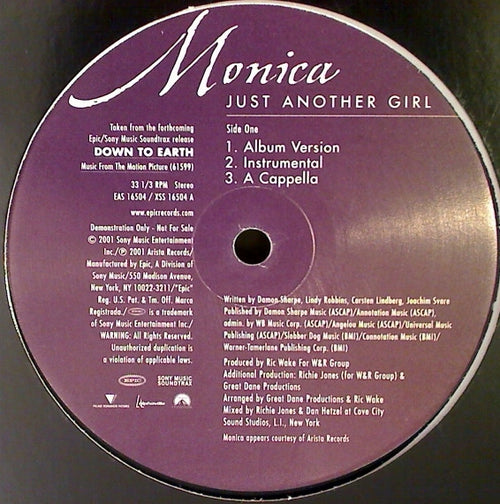 Monica : Just Another Girl (12", Promo)