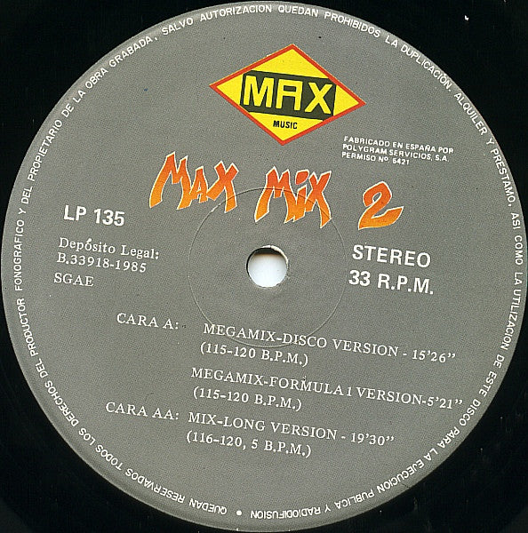 Mike Platinas & Javier Ussia : Max Mix 2 (LP, Mixed, Gat)