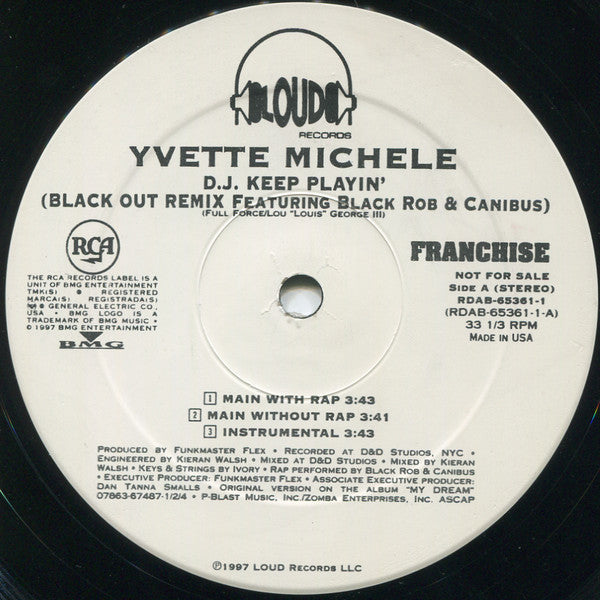 Yvette Michele - D.J. Keep Playin' (Blackout Remix) (12", Promo)