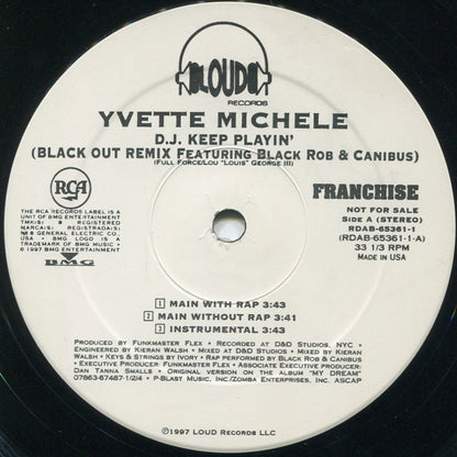 Yvette Michele - D.J. Keep Playin' (Blackout Remix) (12", Promo)
