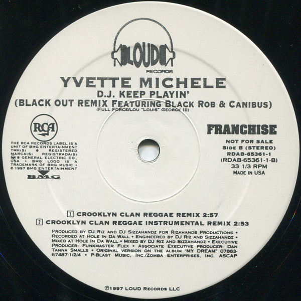 Yvette Michele - D.J. Keep Playin' (Blackout Remix) (12", Promo)