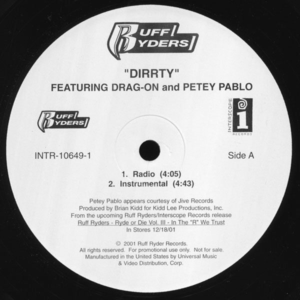 Ruff Ryders : Dirrty (12", Promo)