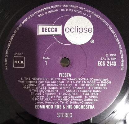 Edmundo Ros & His Orchestra - Fiesta (LP, Album, RE)