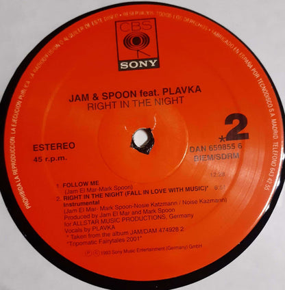 Jam & Spoon Feat. Plavka - Right In The Night (Fall In Love With Music) (12")