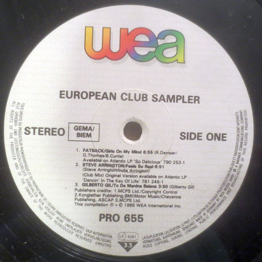 Various : European Club Sampler (LP, Comp, Promo)