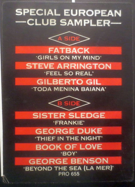Various : European Club Sampler (LP, Comp, Promo)