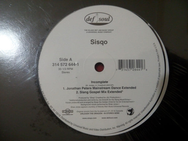 Sisqo - Incomplete (12")