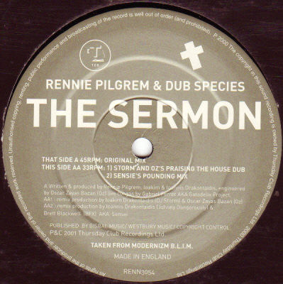 Rennie Pilgrem & Dub Species : The Sermon (12")