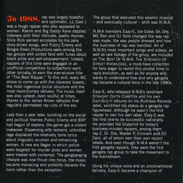 N.W.A. : The Best Of N.W.A (The Strength Of Street Knowledge) (CD, Comp, RE)