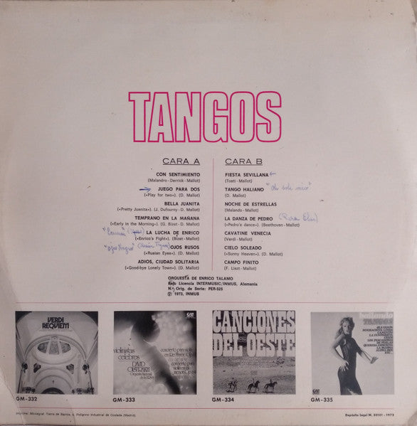 Orquesta De Enrico Talamo* - Tangos (LP, Comp)