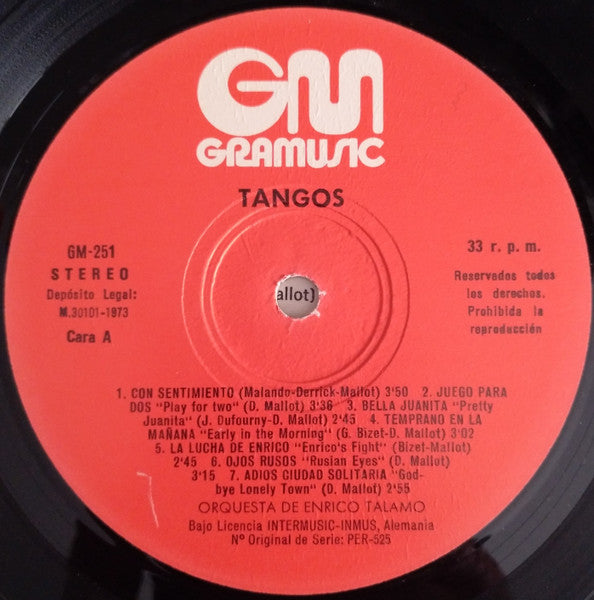 Orquesta De Enrico Talamo* - Tangos (LP, Comp)