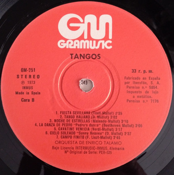 Orquesta De Enrico Talamo* - Tangos (LP, Comp)