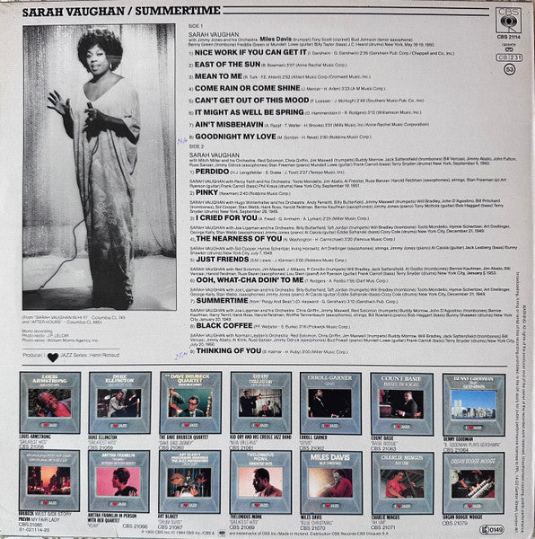 Sarah Vaughan - Summertime (LP, Comp, Mono)