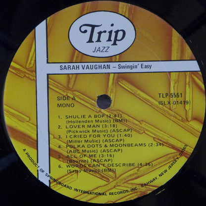 Sarah Vaughan - Swingin' Easy (LP, Album, RE)