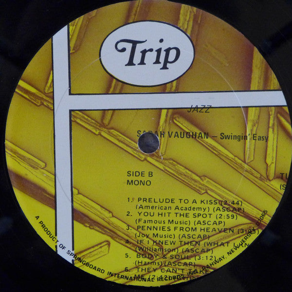 Sarah Vaughan - Swingin' Easy (LP, Album, RE)