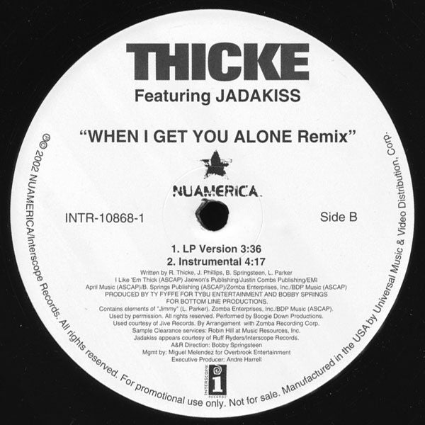 Robin Thicke : When I Get You Alone Remix (12", Promo)