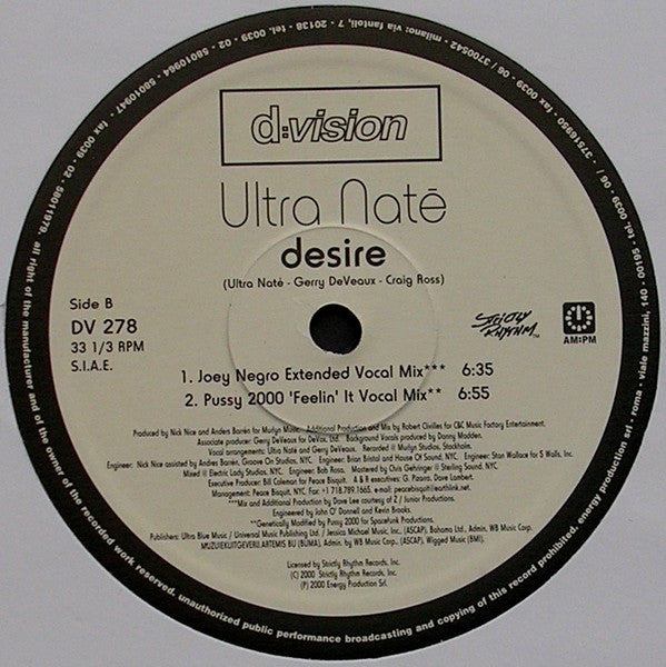Ultra Naté : Desire (Disc 1) (12")