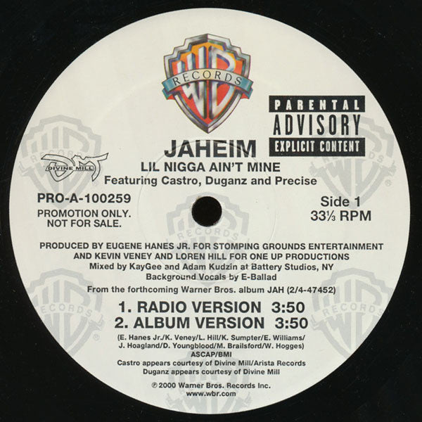 Jaheim Featuring Castro, Duganz And Precise* - Lil Nigga Ain't Mine (12", Promo)