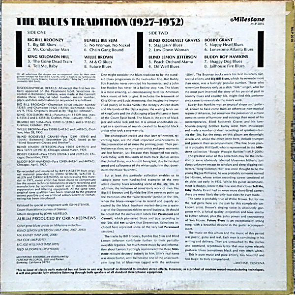 Various : The Blues Tradition (LP, Comp, Mono)