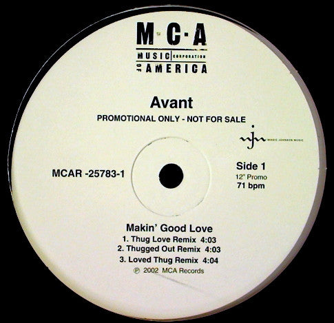 Avant Featuring Bone Thugs N' Harmony* - Makin' Good Love (Thug Love Remixxx) (12", Promo)