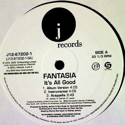 Fantasia  - It's All Good (12", Promo)