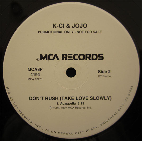 K-Ci & JoJo : Don't Rush (Take Love Slowly) (12", Promo)