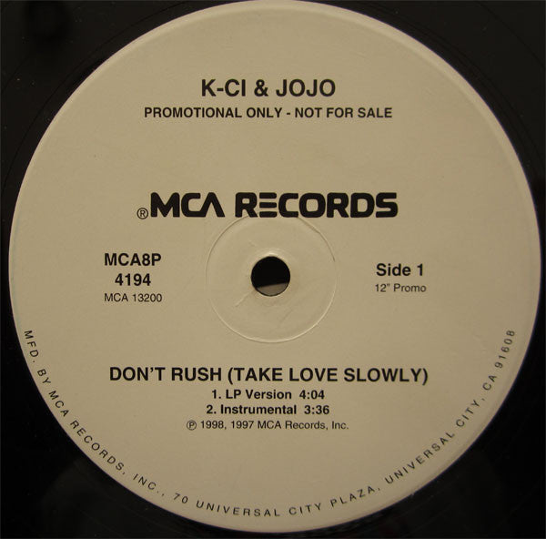 K-Ci & JoJo : Don't Rush (Take Love Slowly) (12", Promo)