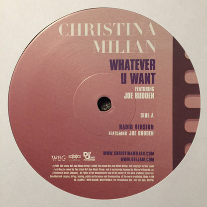 Christina Milian Featuring Joe Budden - Whatever U Want (12", Promo)