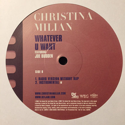 Christina Milian Featuring Joe Budden - Whatever U Want (12", Promo)