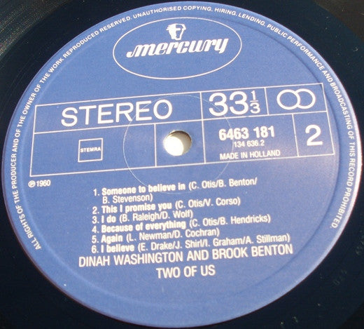 Dinah Washington And Brook Benton - The Two Of Us (LP, RE)