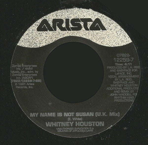 Whitney Houston : My Name Is Not Susan (7")