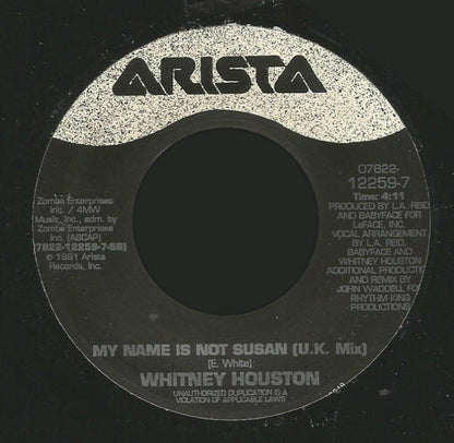 Whitney Houston : My Name Is Not Susan (7")