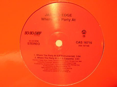 Jagged Edge Co-starring Nelly - Where The Party At (12")