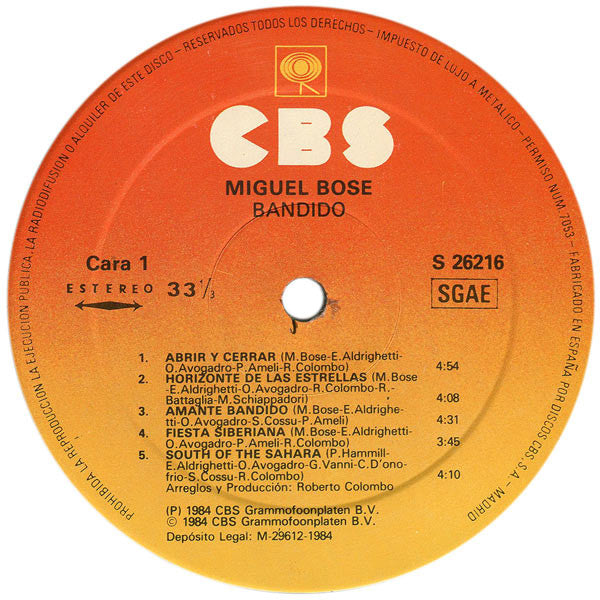 Miguel Bosé : Bandido (LP, Album)