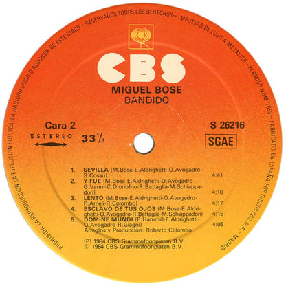 Miguel Bosé : Bandido (LP, Album)