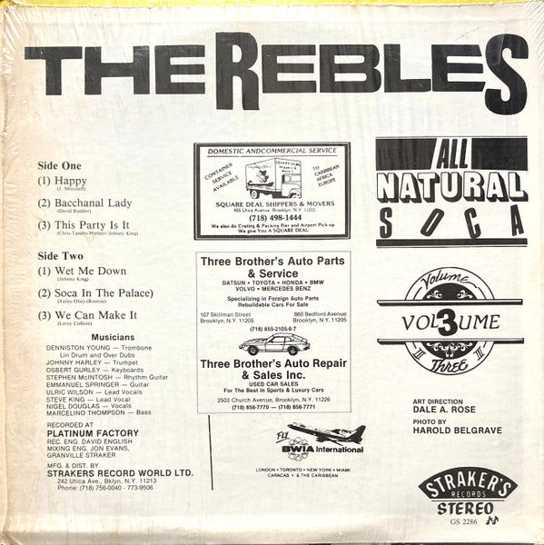 The Rebles : All Natural Soca Vol. 3 (LP)