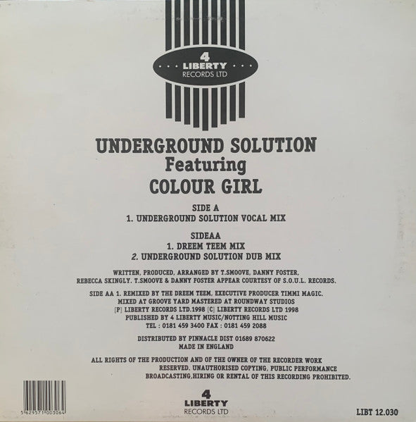 Underground Solution (2) Featuring Colour Girl : Tears (12")