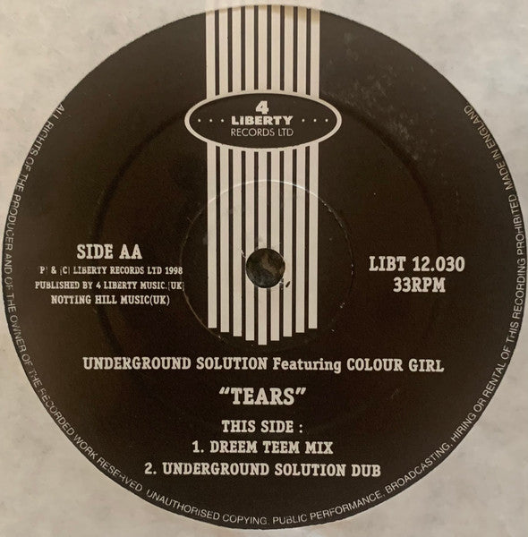 Underground Solution (2) Featuring Colour Girl : Tears (12")